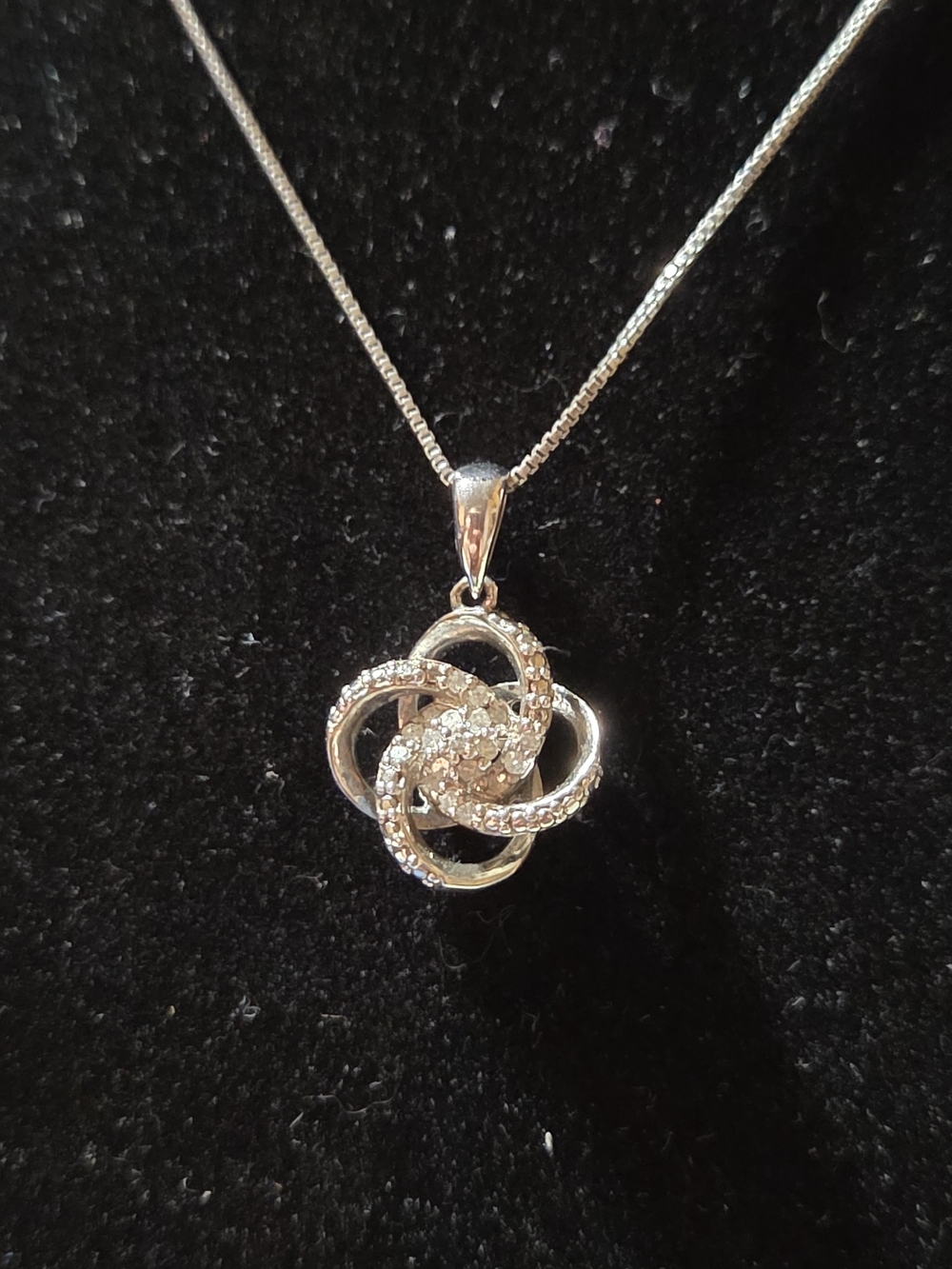 Sterling Silver Diamond Love Knot